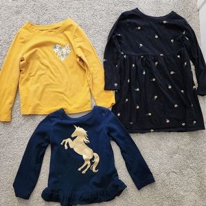 Toddler long sleeve shirts and dress. Size 3T